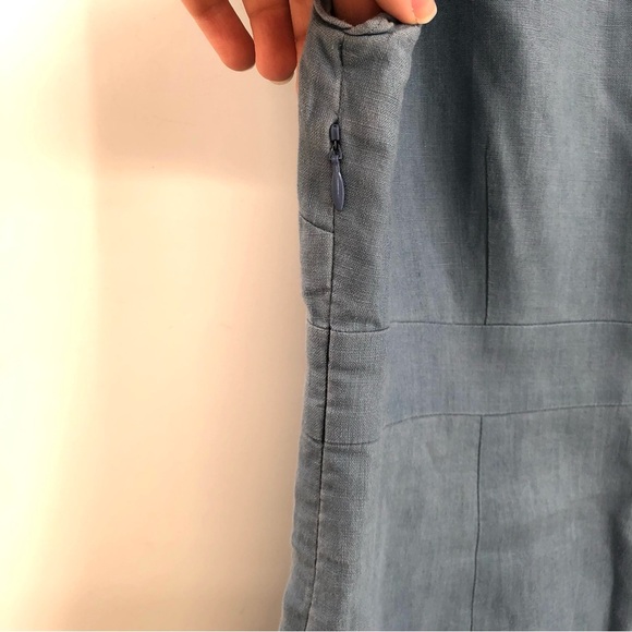 BODEN Sorrento 100% Linen Dress 8 Embroidered Applique Blue Short Sleeve WH455 - Picture 10 of 11